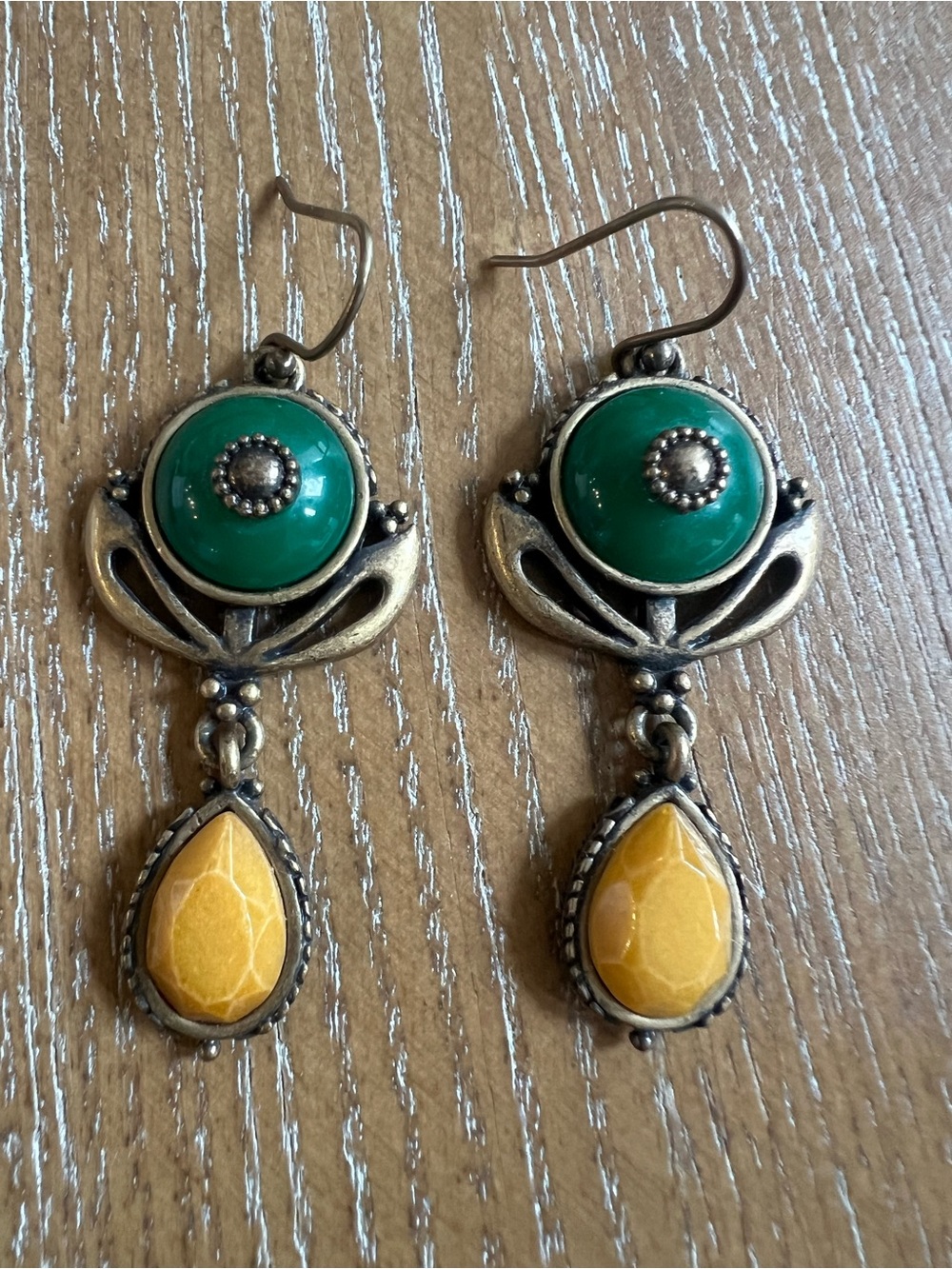 Lucky Brand Green and Yellow Drop Earrings